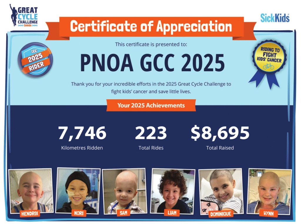 PNOA 团队奋力骑行，征服 2025 年加拿大Great Cycle Challenge！